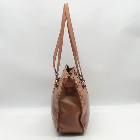 Patricia Nash Brown Leather Map Print Tote And Wallet - Picture 4 of 12